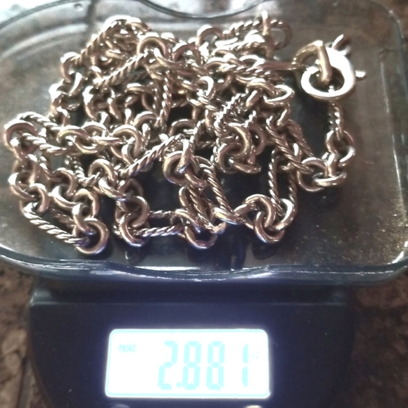 Y2k DAVID YURMAN Twist Sterling Silver Links 18k Clasp Claw Figaro 32" Necklace - Picture 10 of 16